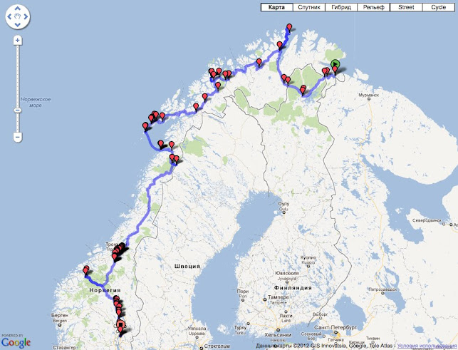 Норвегия на велосипеде - путешествия на велосипеде по Европе - планирование маршрута по Норвегии и GPS-трек