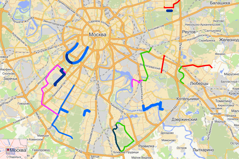 Схема велодорожек в москве на карте москвы